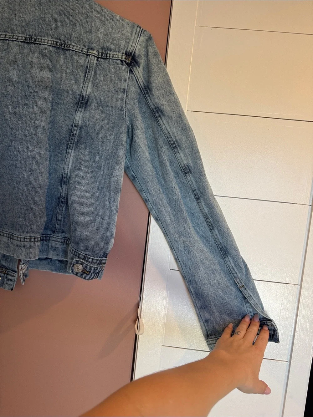 Free People Light Wash Blue Denim Jacket - Picture 7 of 11